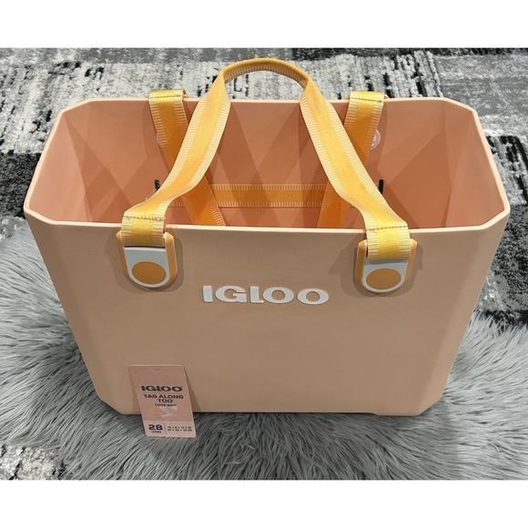 Igloo Tag Along Too Tote 28L Apricot Water-Resistant Rubber Beach Bag NWT - Picture 4 of 5